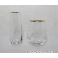 16oz Glasses Wain Tanpa Tanpa Gold Rimed Gold